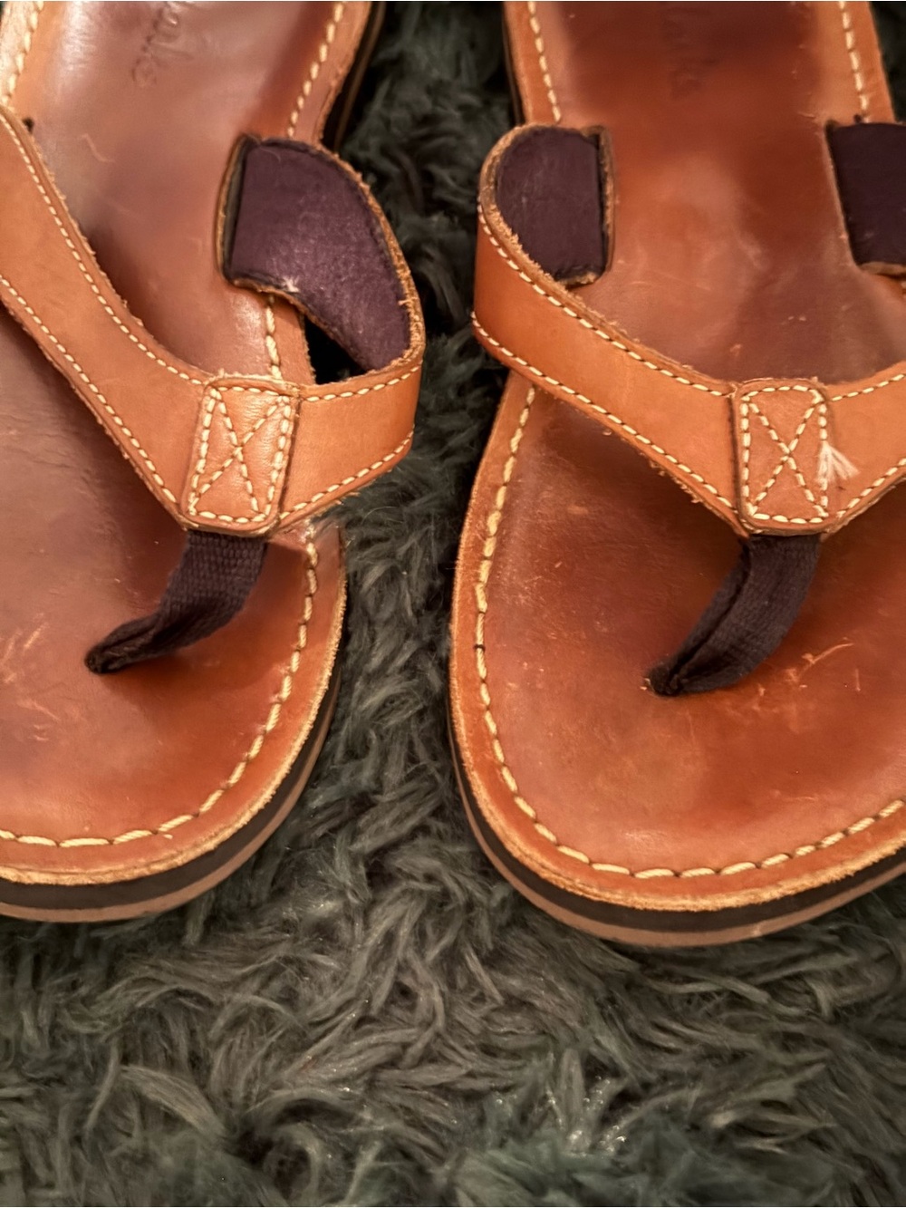 Clarks Leather Flip Flop Sandals Brown Comfort Thong Women’s Size 7 - Picture 6 of 10